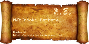 Mándoki Barbara névjegykártya